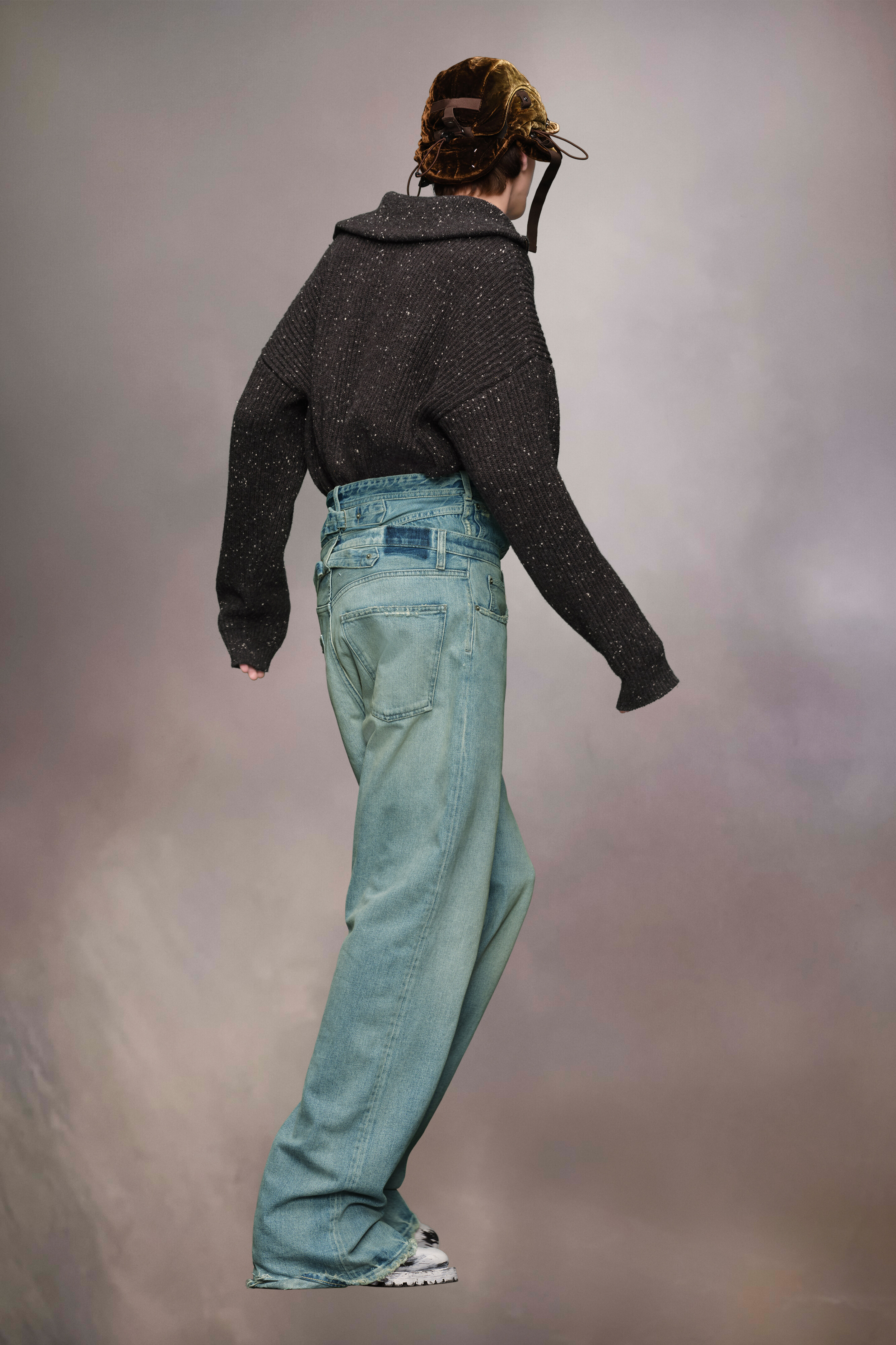 Sweat-shirt zippé en laine Shetland