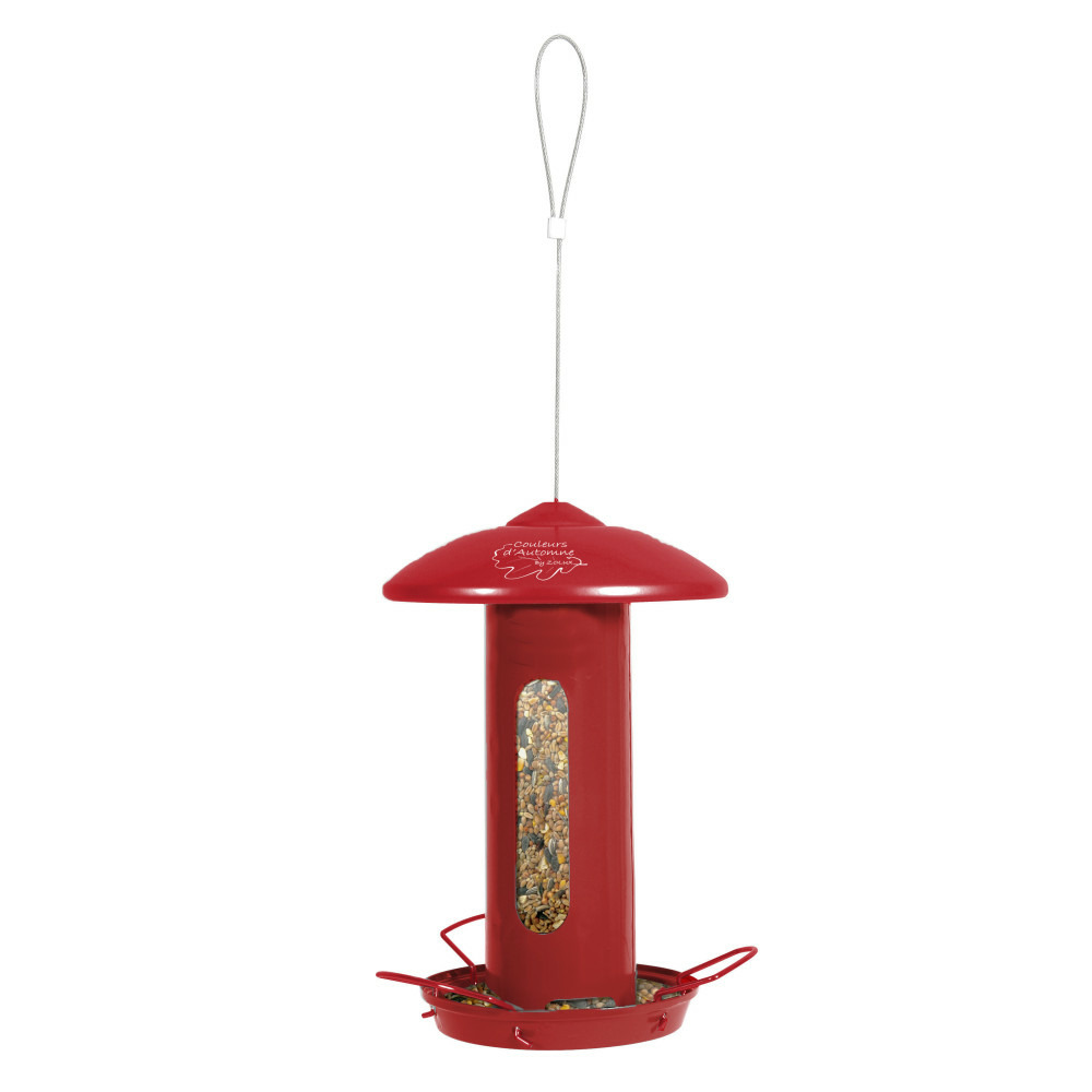 Mangeoire solo métal rouge h 44 cm pour oiseaux
