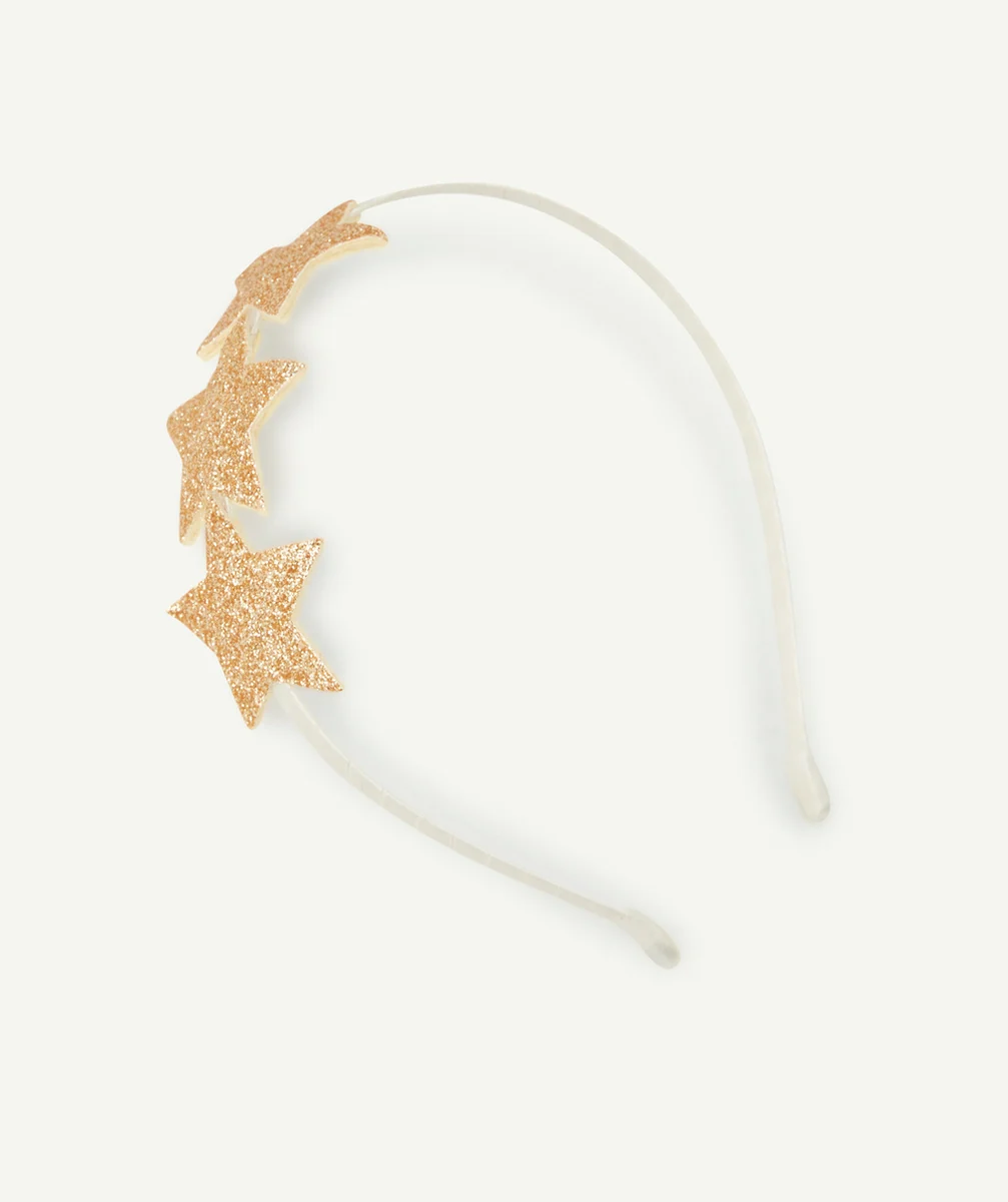 SERRE-TÊTE FILLE AVEC ÉTOILES PAILLETÉES COULEUR DORÉE