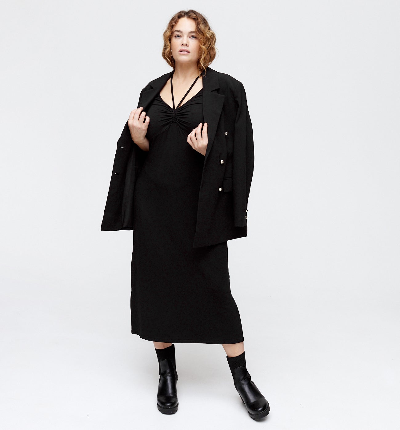 Robe longue en jersey - Noir