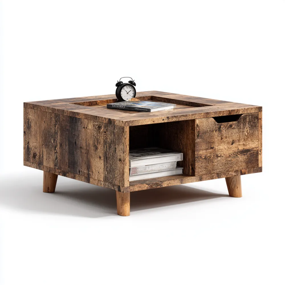 Couchtisch Holzoptik 90x60x45 cm - Braun - Rustikales Design