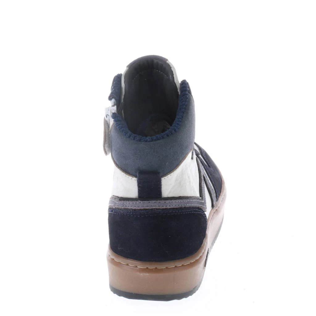 Hip leren sneakers donkerblauw/wit