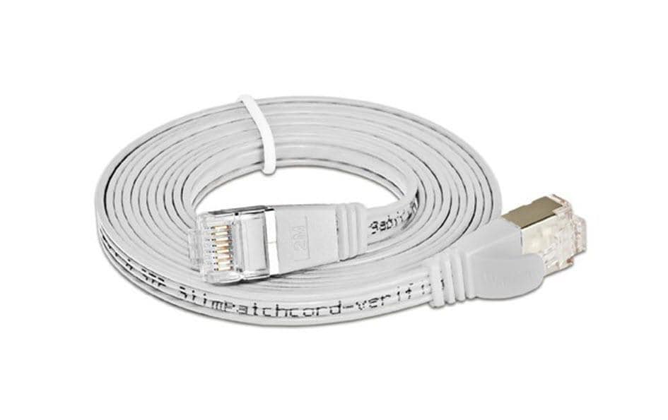 Slimpatchkabel RJ-45 - RJ-45, Cat 6, STP, 25 m, WeissGeschirmtes Twisted-Pair-Kabel (STP) mit Klinkenschutz