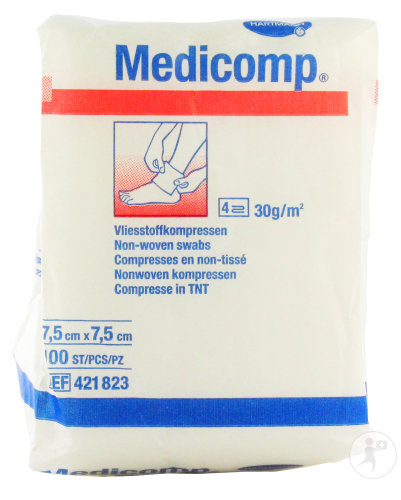 Hartmann Medicomp Compresses En Non-Tissé Non Stériles 4 Plis 7,5x7,5cm Pièces 100 (4218237)