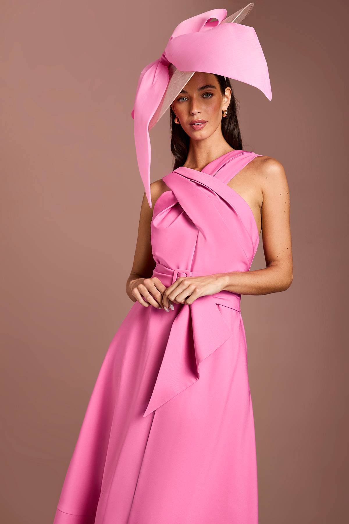 Coast Robe Midi Crêpe Ceinturée À Encolure Croisée Lisa Tan