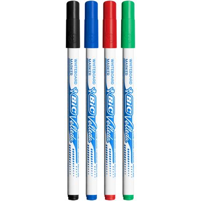 BIC VELLEDA 1721 - Pack de 4 marqueurs effaçables - pointe fine - couleurs assorties
