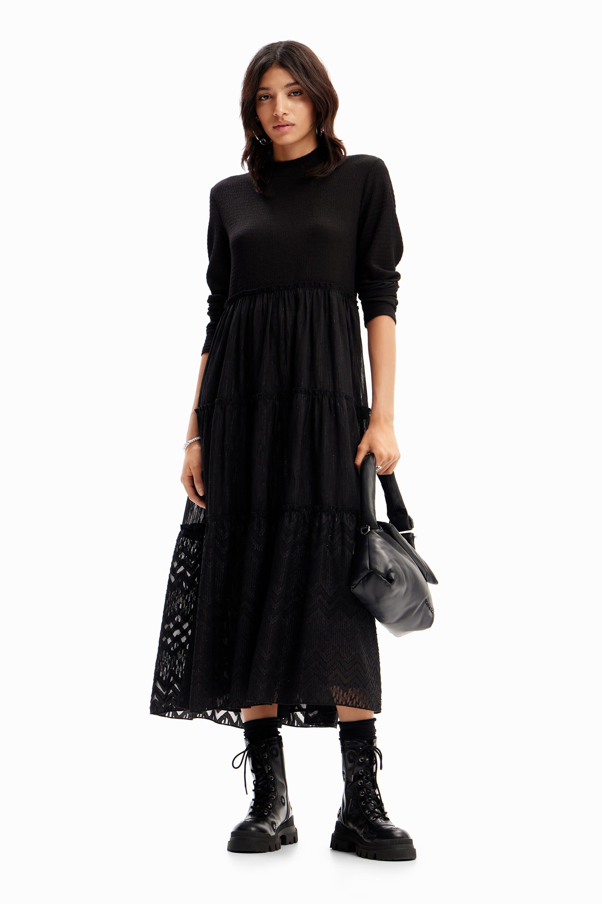 Vestido midi combinado