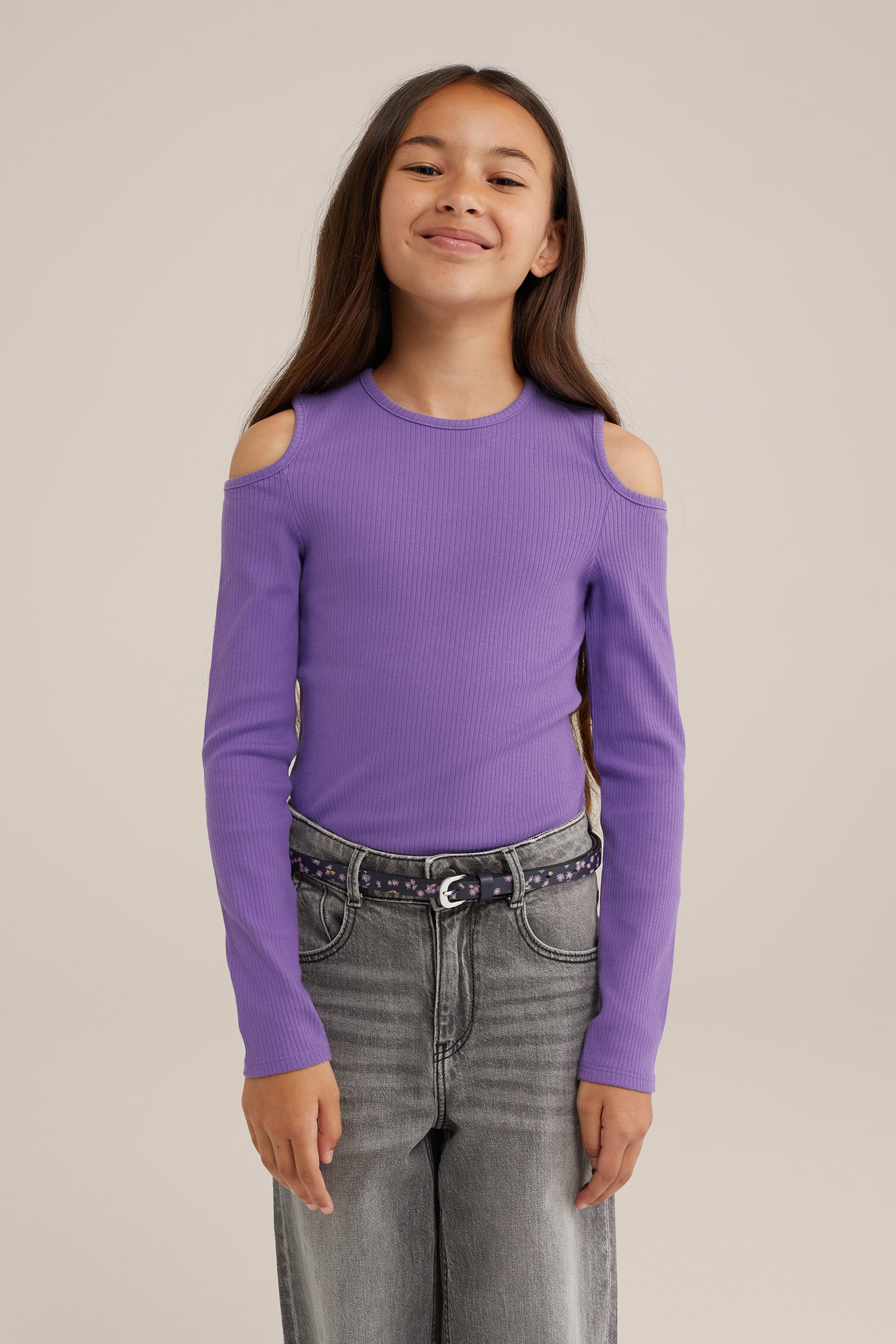 Meisjes T-shirt met structuur WE Fashion Lavendel