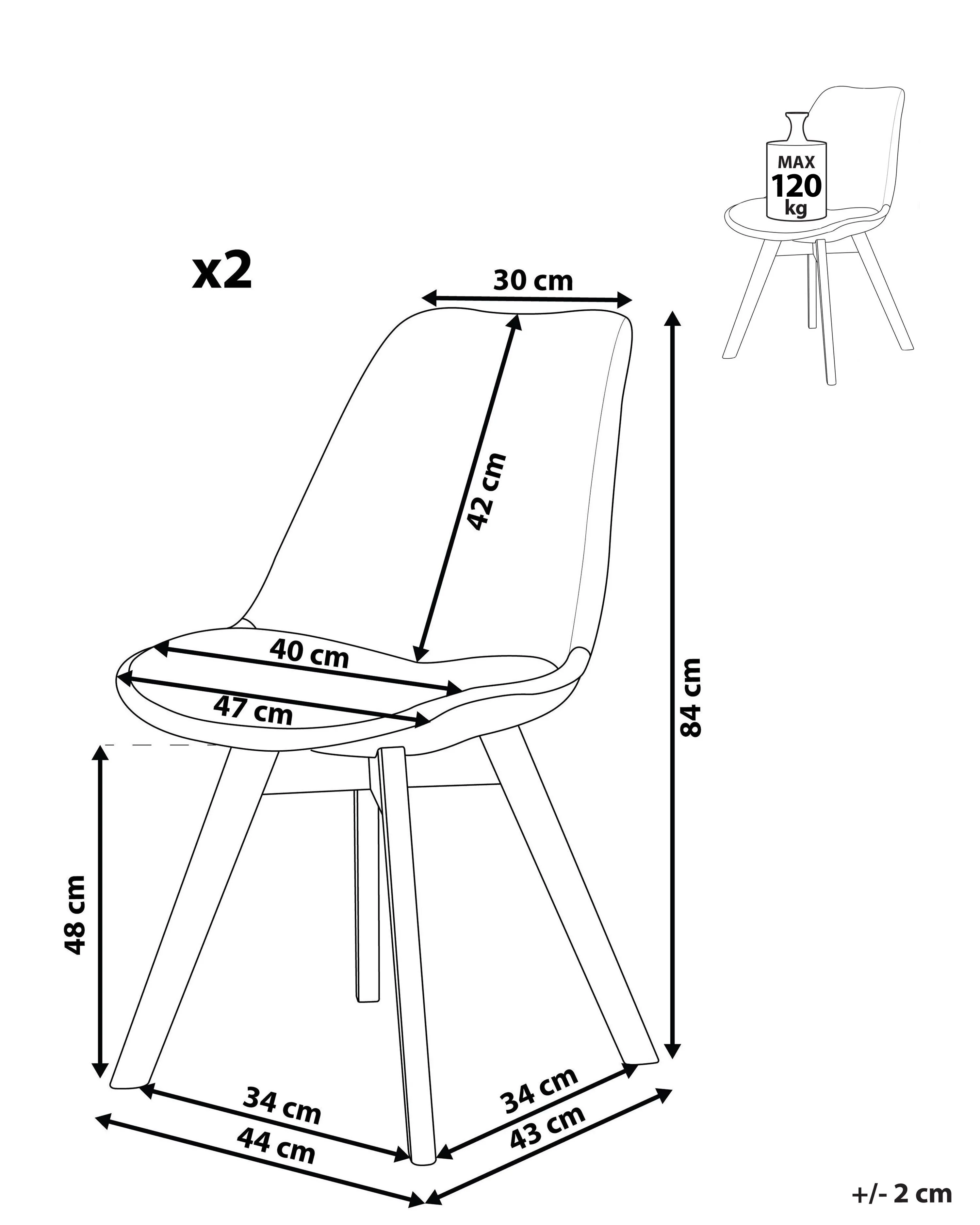 Set van 2 eetkamerstoelen DAKOTA II Grijs