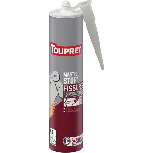 Cartouche Mastic stop fissure - intérieur et extérieur - 300 g - gris