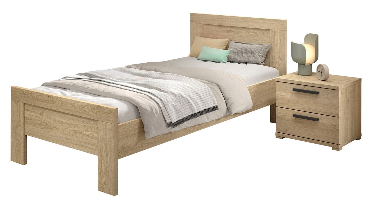 Bed Sam met nachtkast eik
