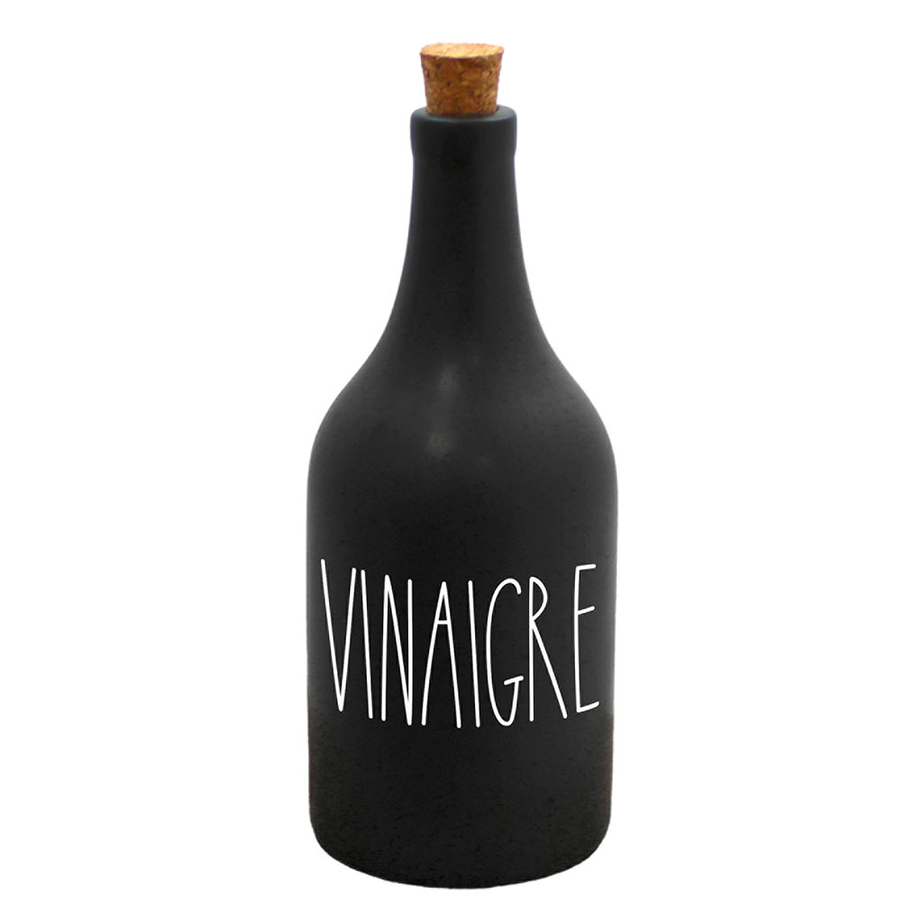Vinaigrier céramique et bouchon liège noir D 7.5x19cm