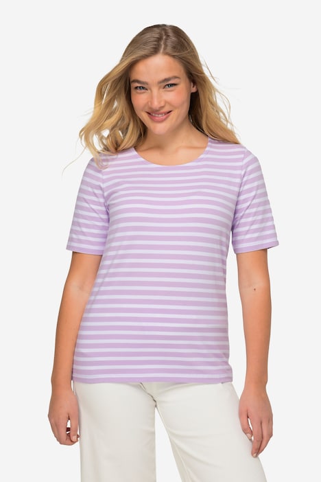 T-Shirt, Classic Fit, Streifen, Rundhals, Halbarm