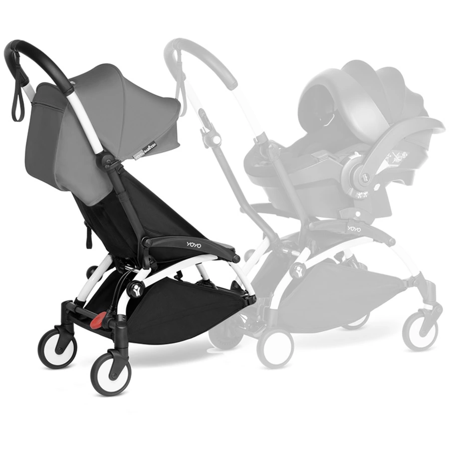 BABYZEN Kinderwagen YOYO 6+ connect White mit Textilset Grey