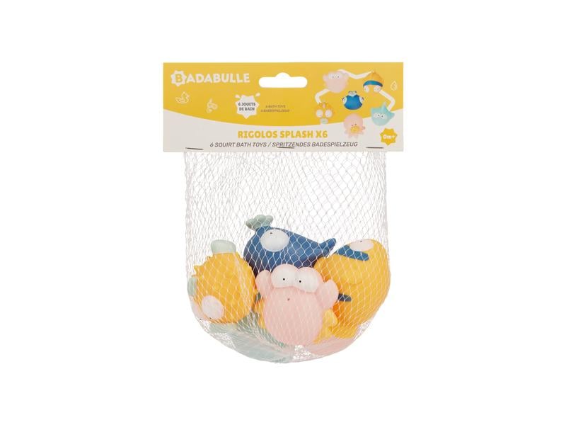 Badabulle Badespielzeug Rigolo Splash Spritzfiguren 6er Set Kleine Spritzfiguren für grossen Badespass