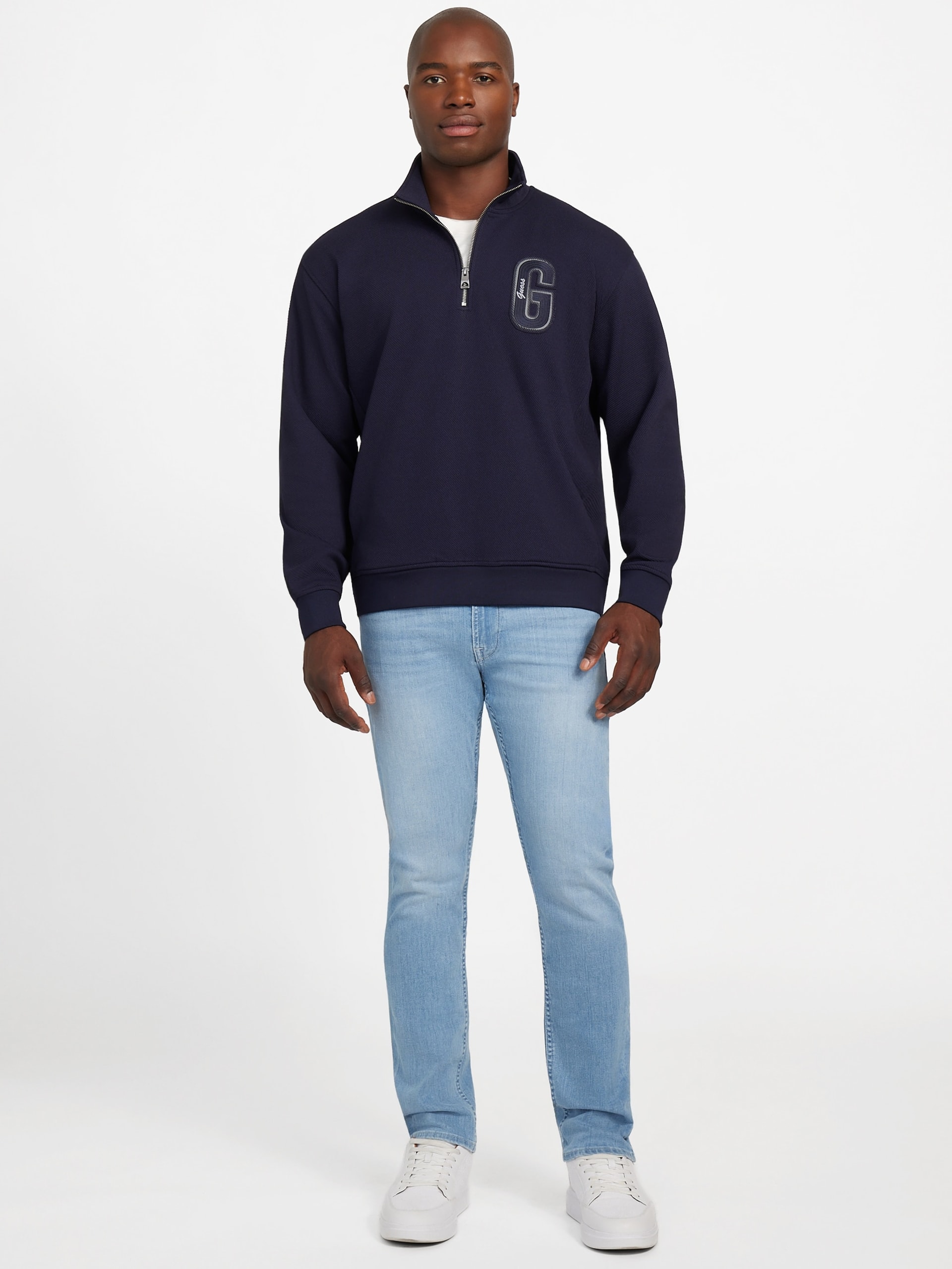 Suéter Eco Harris Twill com Zíper e Gola Alta