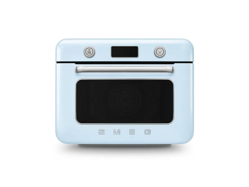 Smeg 50''s Style Bordplade Kombiovn COF01PBEU Pastelblå, Lille, 30 L, 40 - 230 °C, Kage, Kok, Fisk, Kød, Tærte, Pizza, Damp, Grøntsag, 1800 W, 3 hylder