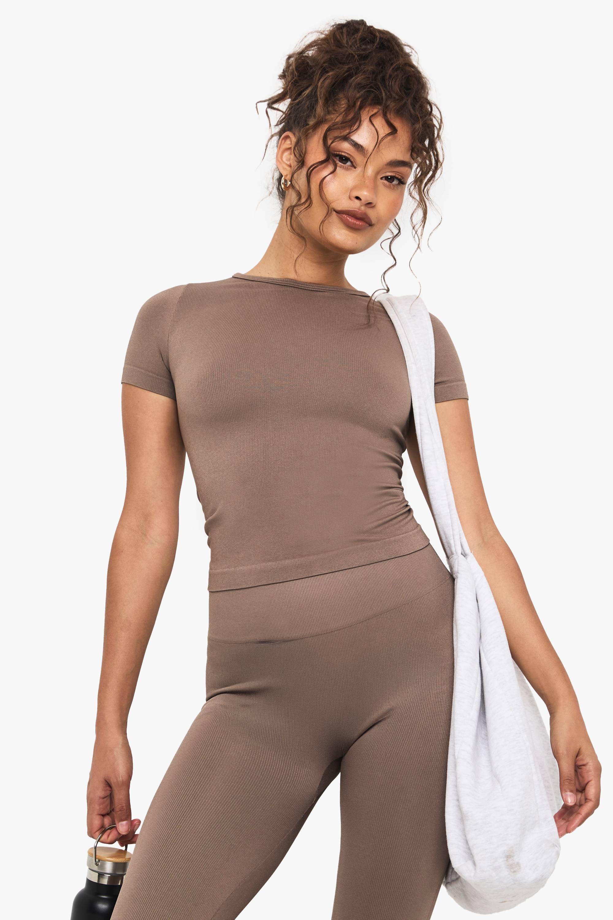 boohoo Boohoo Basics Haut à manches courtes en côtes sans couture