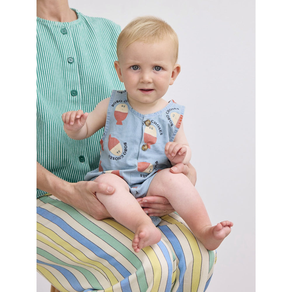 Køb Bobo Choses Lys Blue Morning Egg All Over Denim Playsuit