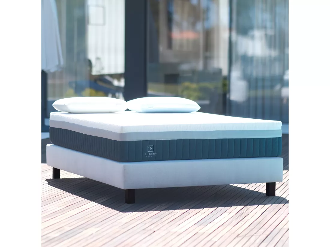 Sommier tapissier 160x200, gris, Gamme Prestige Hôtel, bois massif + pieds offerts
