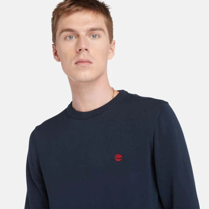 Suéter Williams River de gola redonda para homens na cor azul marinho.
