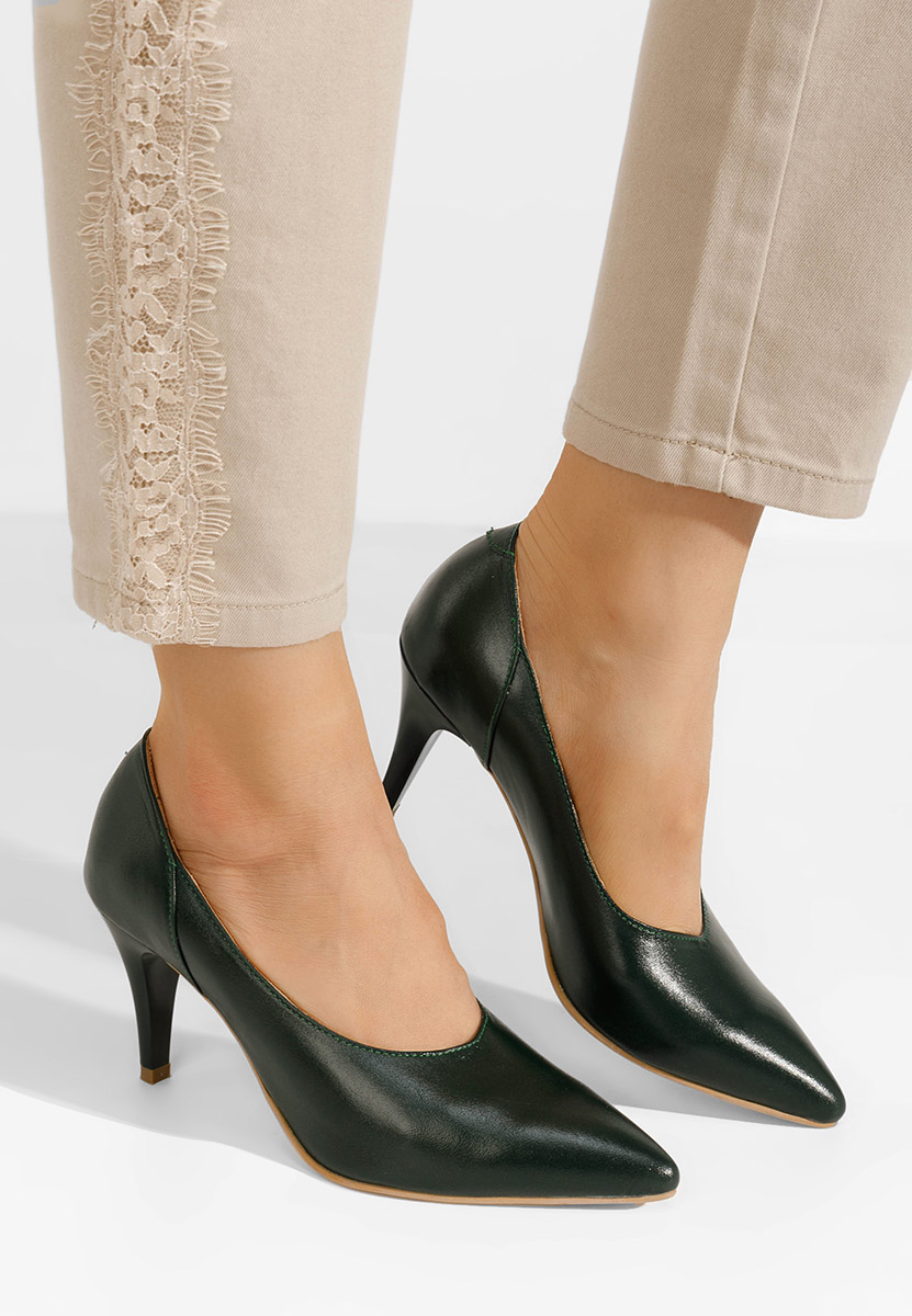 Chaussures stiletto en cuir vert Villemomble