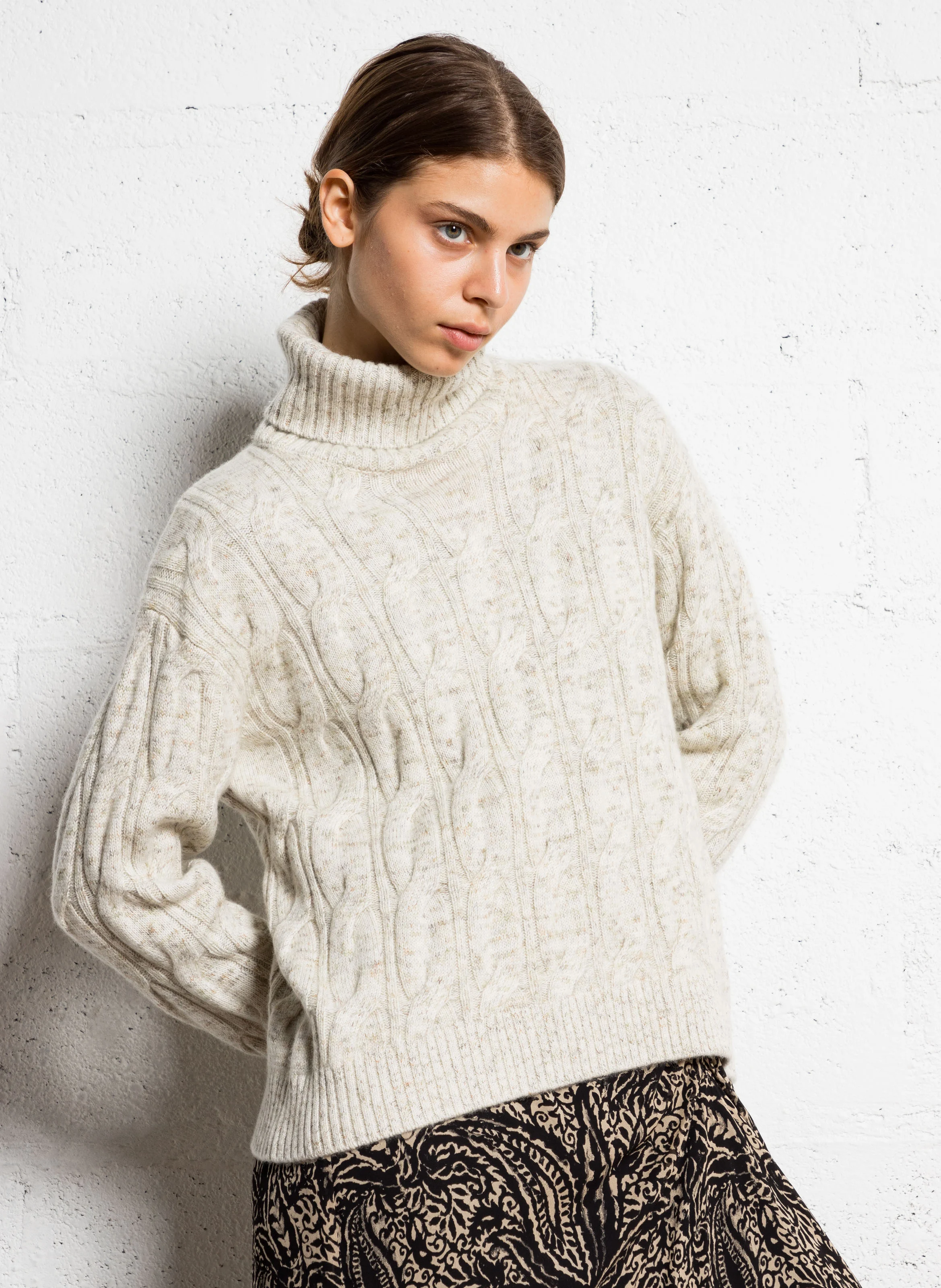 CELYA - Pull col roulé en cachemire| Blanc