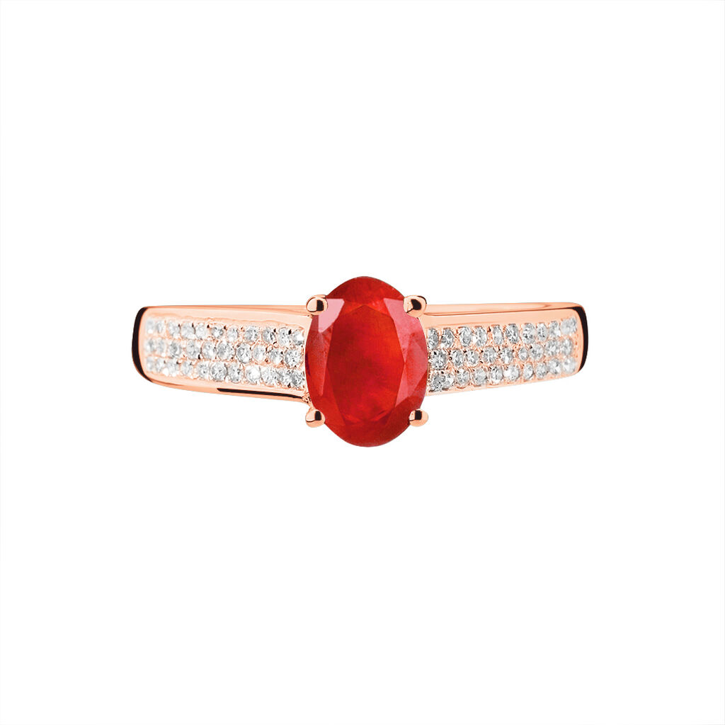 Bague Crista Or Rose Rubis Et Diamant