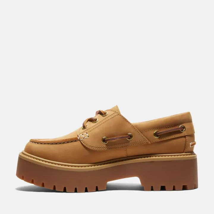 Chaussure bateau Stone Street pour femme en jaune