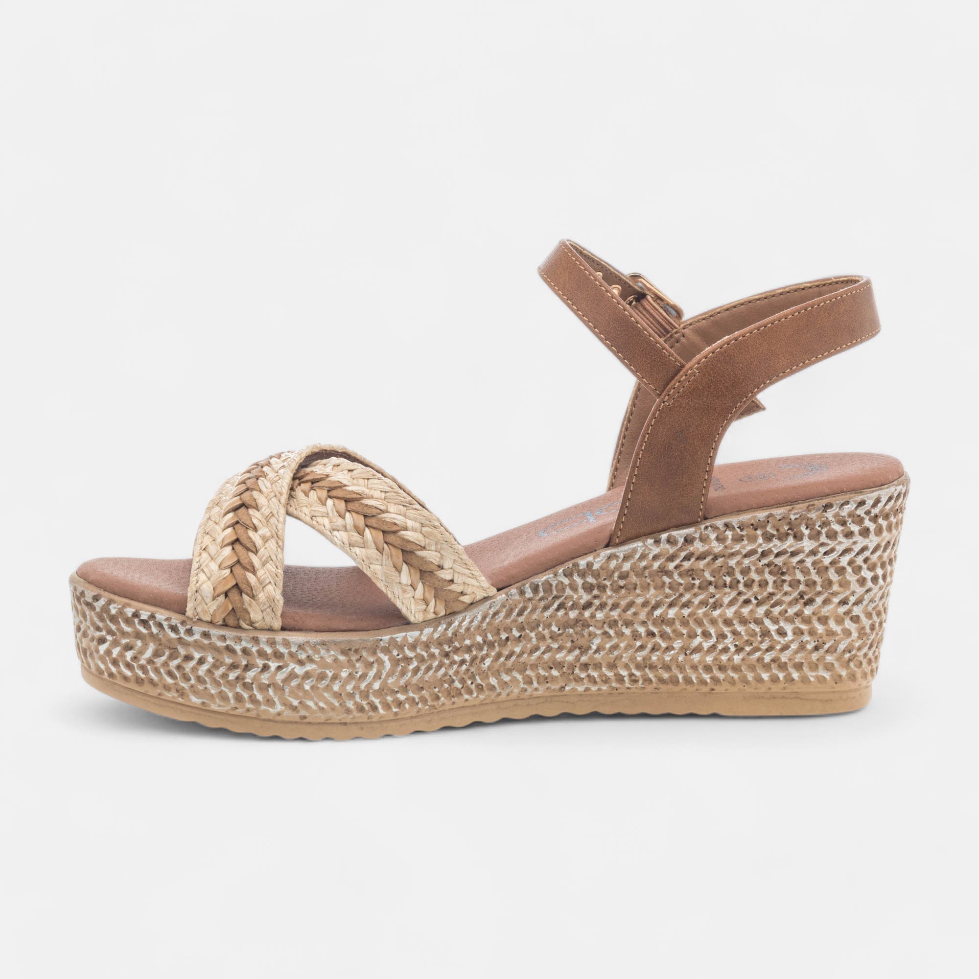 Sandales à talon compensé Femme camel