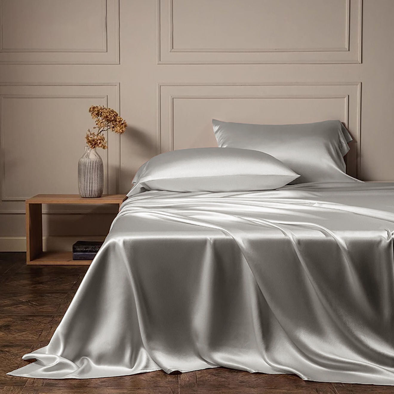 United by PDC Housse de couette en Soie grise