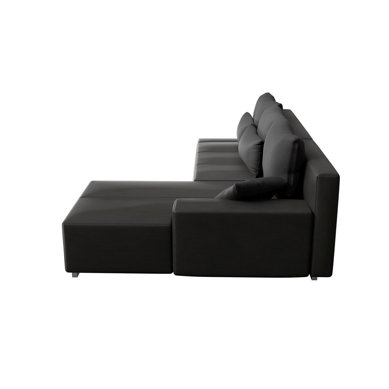 Juskys Sofa Davos Rechts - Bequemes Ecksofa mit Schlaffunktion, Bettkasten, Samt & LEDs - Dunkelgrau