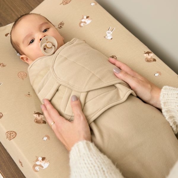 Meyco Baby Uni swaddlemeyco inbakerdoek gevoerd - sand - 0-3 maanden