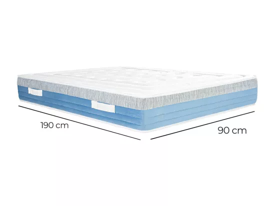 Matelas SENA 90x190 cm à ressorts ensachés, mousse mémoire de forme, indépendance du couchage, épaisseur 27cm
