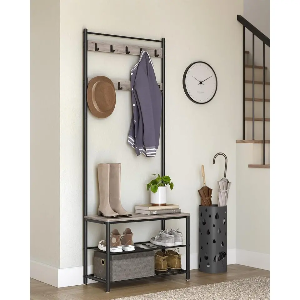 Parya Home 3-in-1 Kapstok met Schoenenrek – Entreekast met bankje