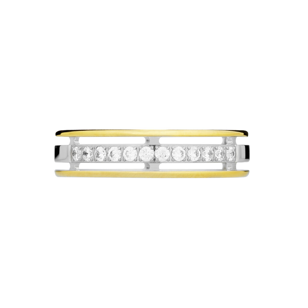 Alliance Serti Grains Ajoures Or Bicolore Diamant