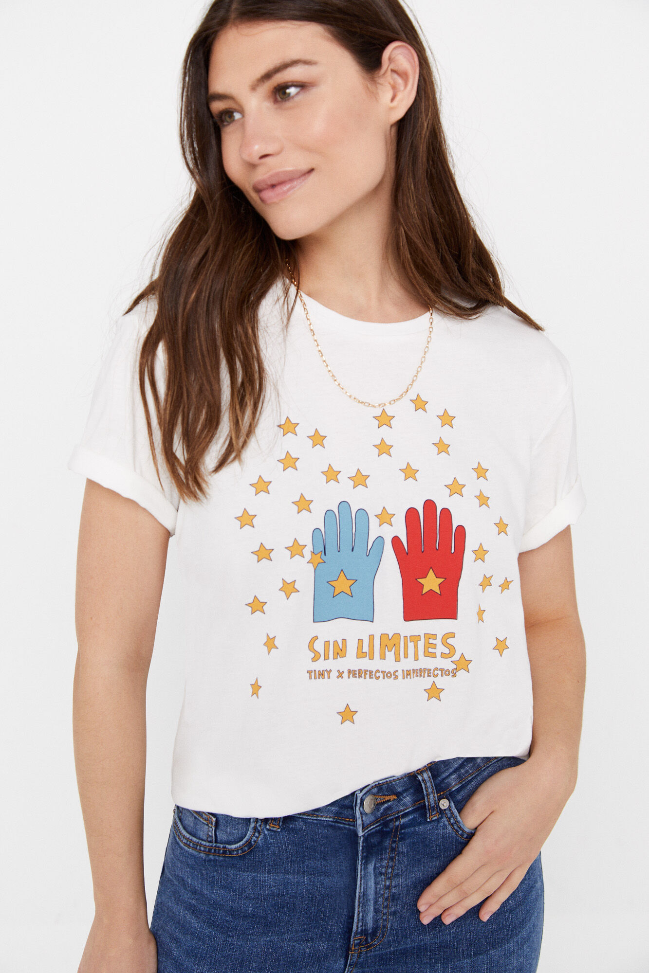 Camiseta unissex para adultos - Estampa branca