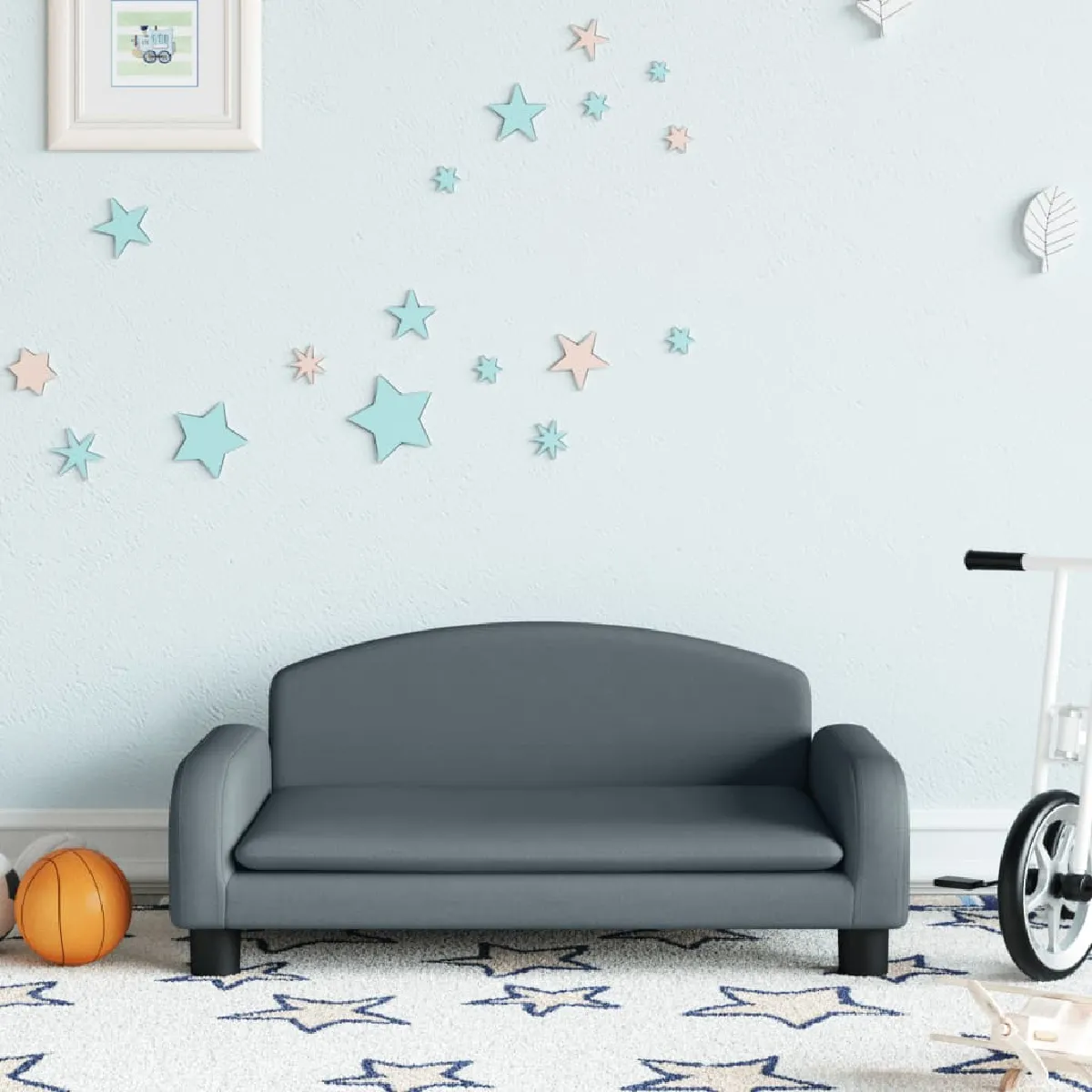 vidaXL Canapé pour enfants - Gris foncé tissu