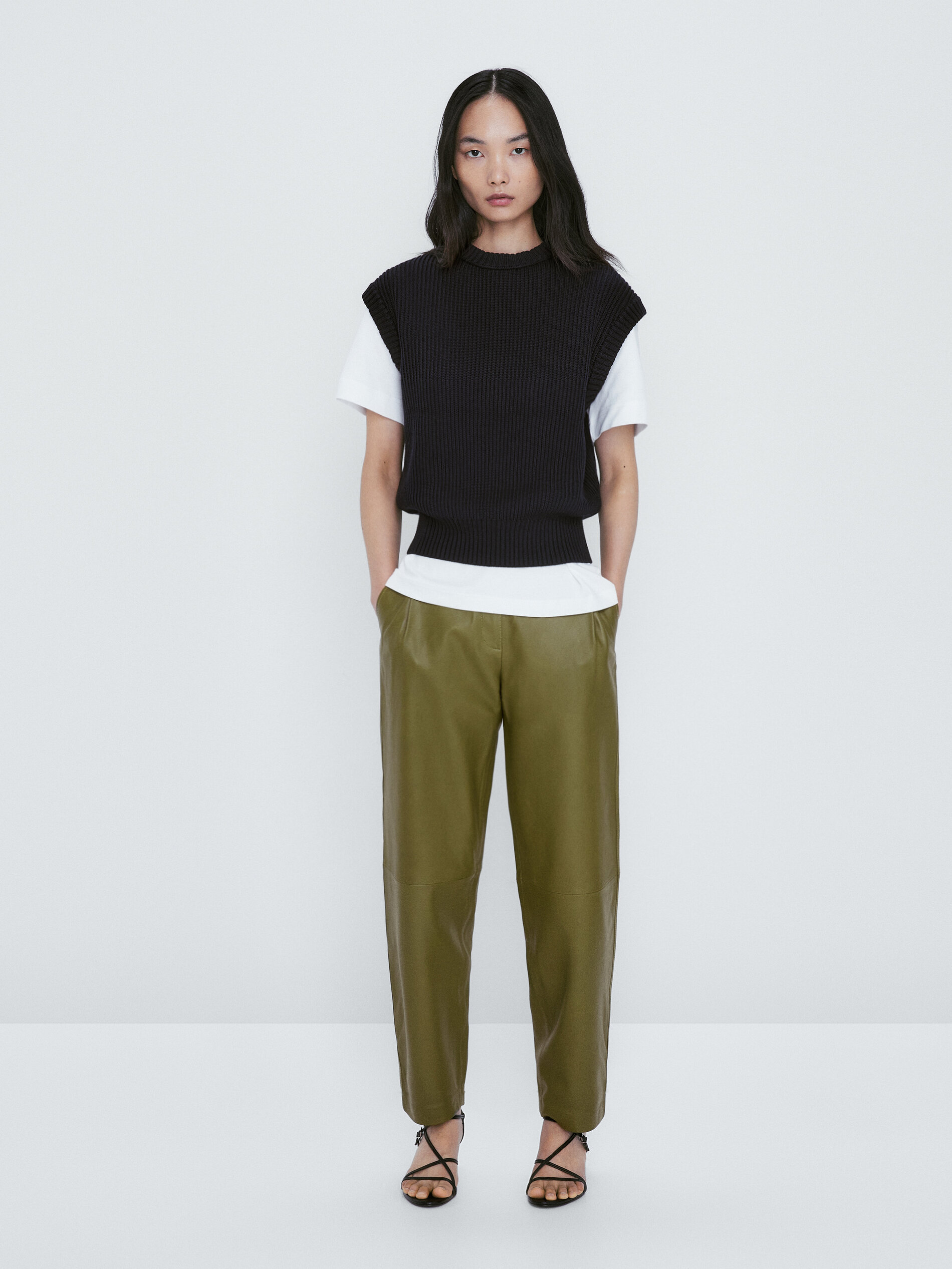 Calça de couro napa - VERDE
