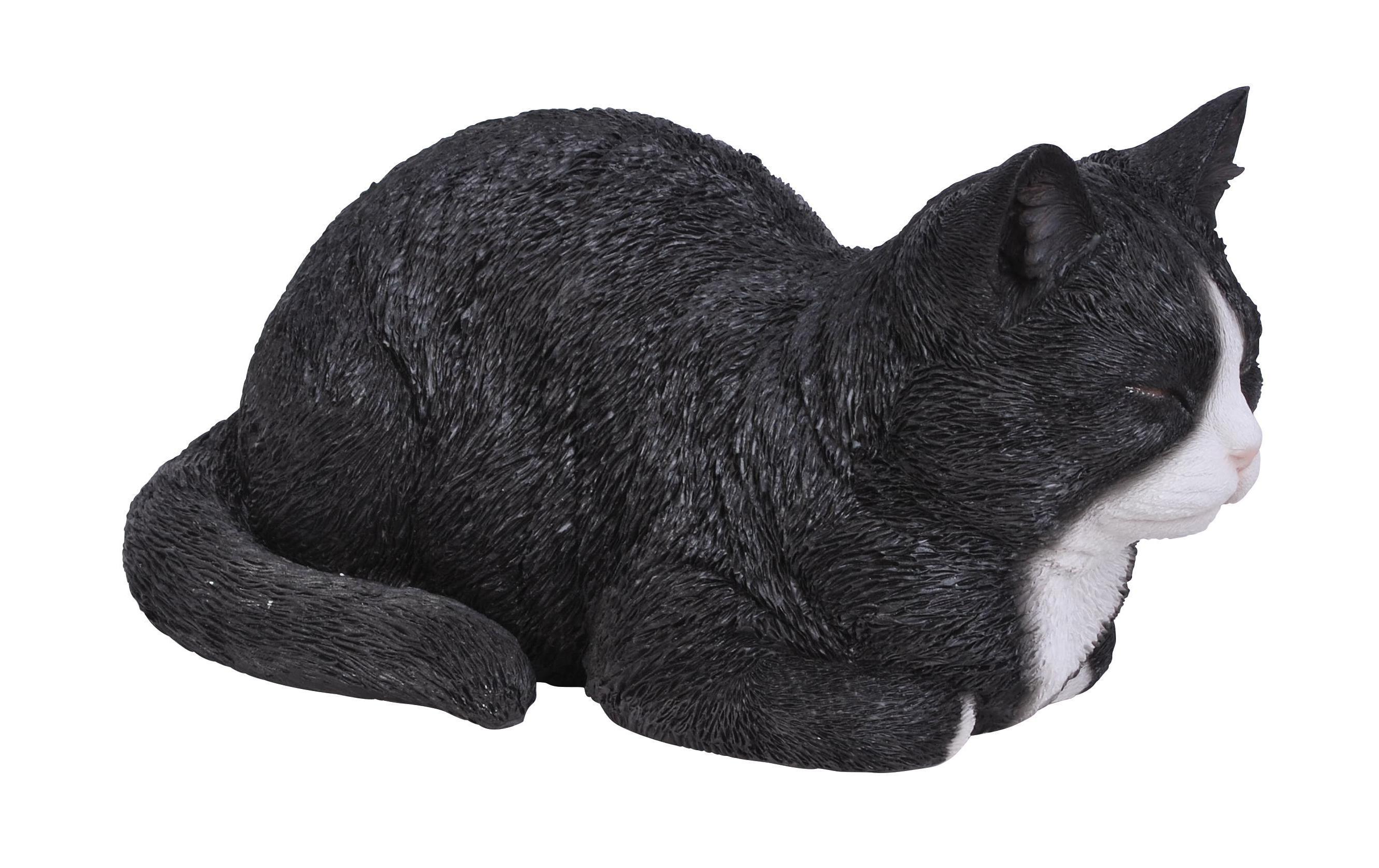 Dekofigur Träumende Katze, Schwarz/WeissDeko für Ihren Garten