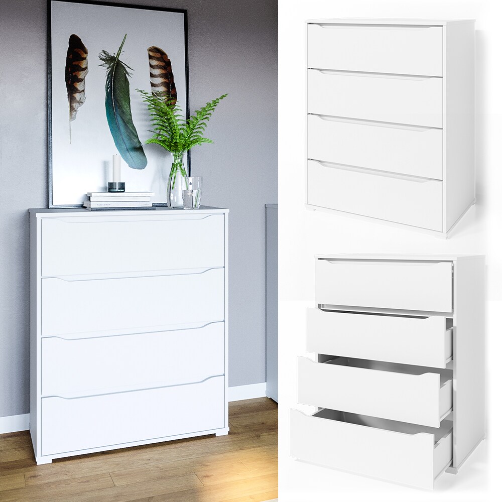 VICCO Kommode RUBEN Weiß 4 Schubladen 80 cm Sideboard Mehrzweckschrank Schrank