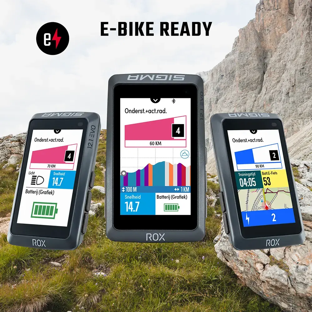 Sigma Sport ROX 12.1 EVO GPS Fietscomputer Bundel Grijs