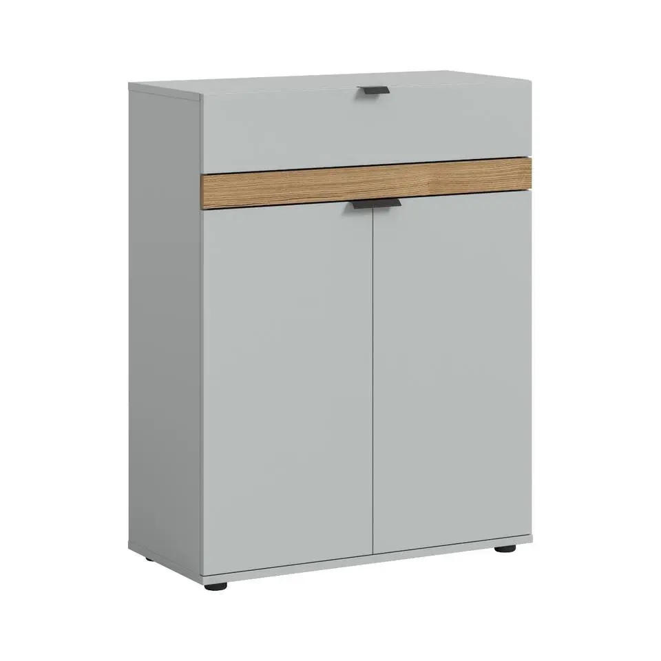Hioshop Naro schoenenkast 2 deuren- 1 lade grijs