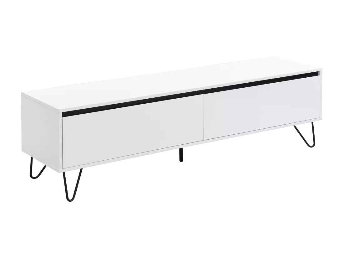 Meuble TV avec 2 portes en MDF et acier - Blanc et Noir - ABUJA de Pascal Morabito