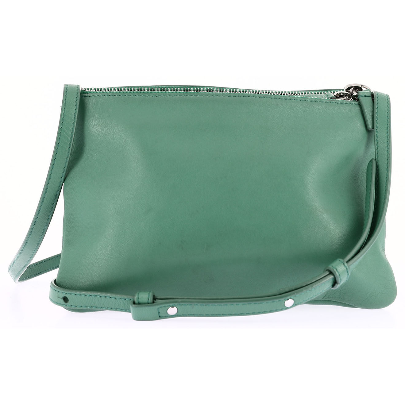 Celine Sac bandoulière en Cuir Trio vert - Très bon état - Longueur 21 cm