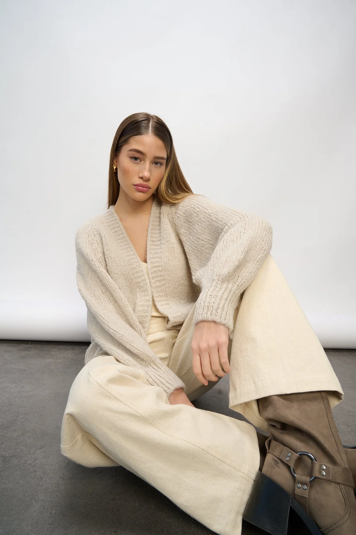 Noella Fora Knit Cardigan sand