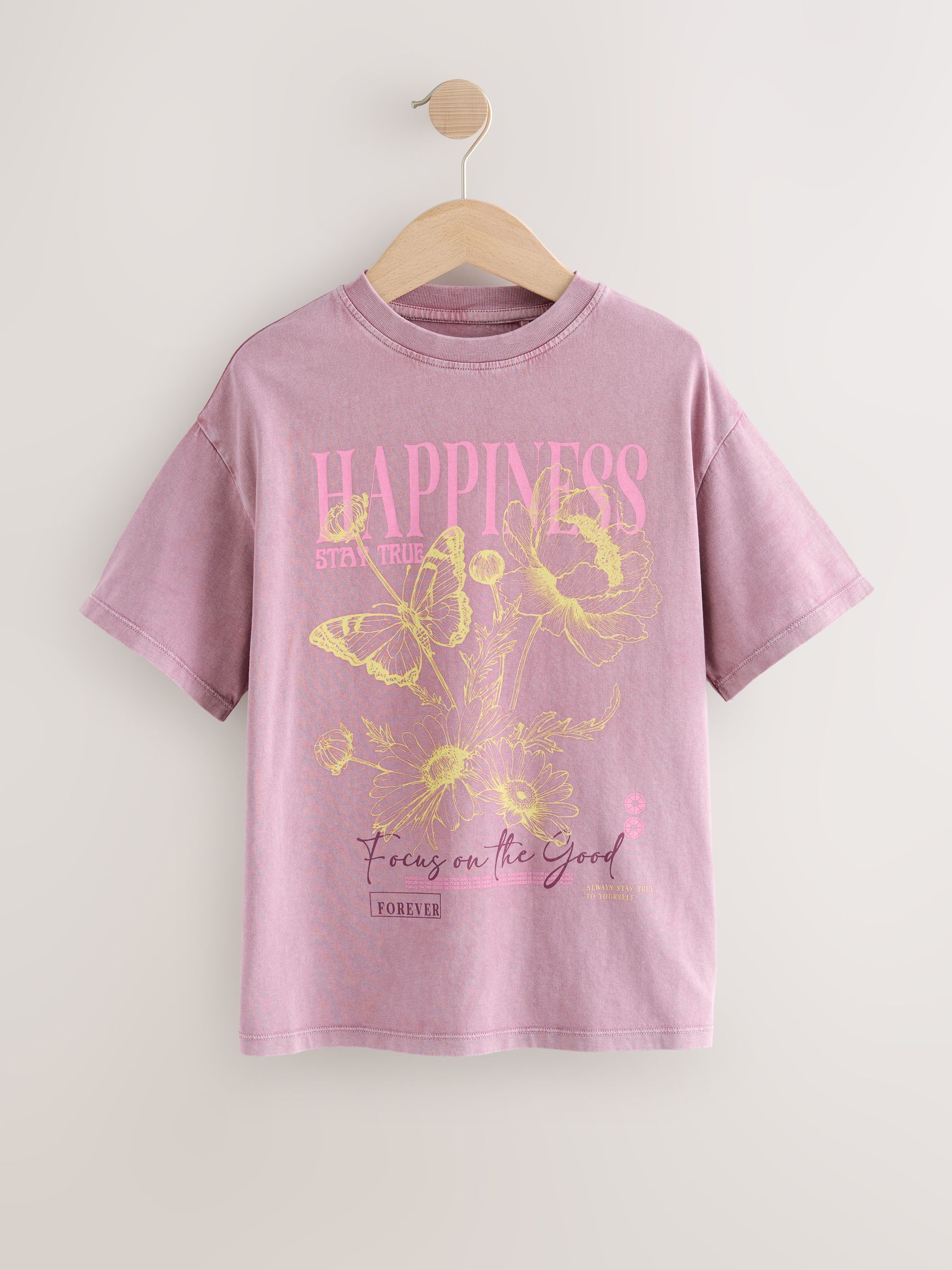 Roze - Oversized T-shirt met grafische print (3-16jr)