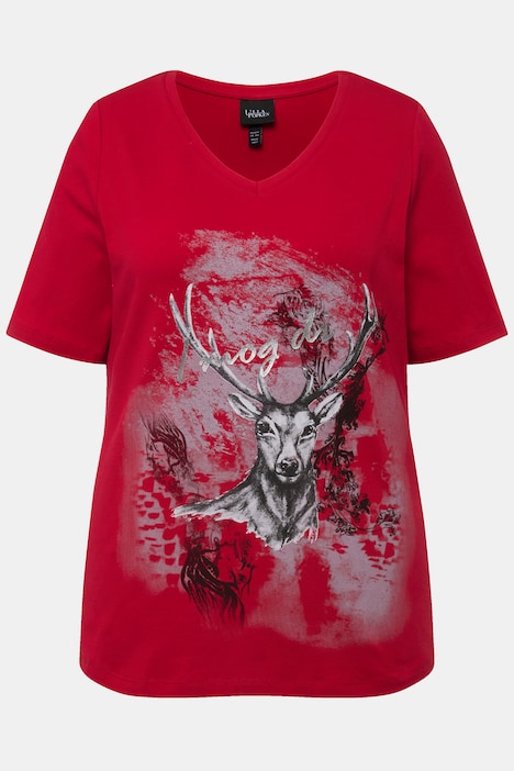 T-Shirt, Trachtenmotiv, Classic, V-Ausschnitt, Halbarm