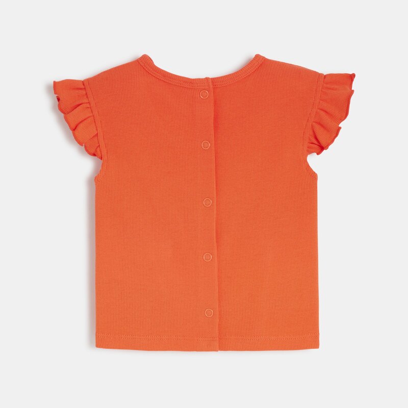 T-shirt bébé fille rouge à motif fleur Catimini Orange
