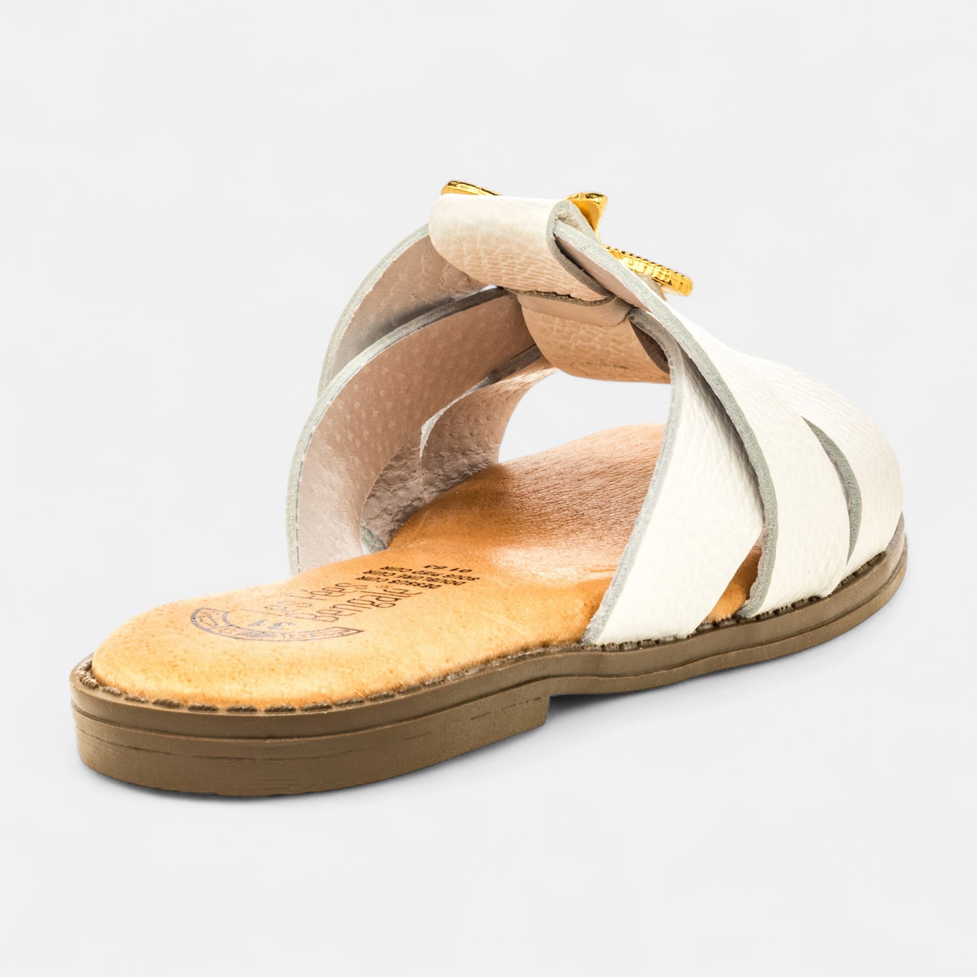 Nu-pieds Fille en cuir blanc